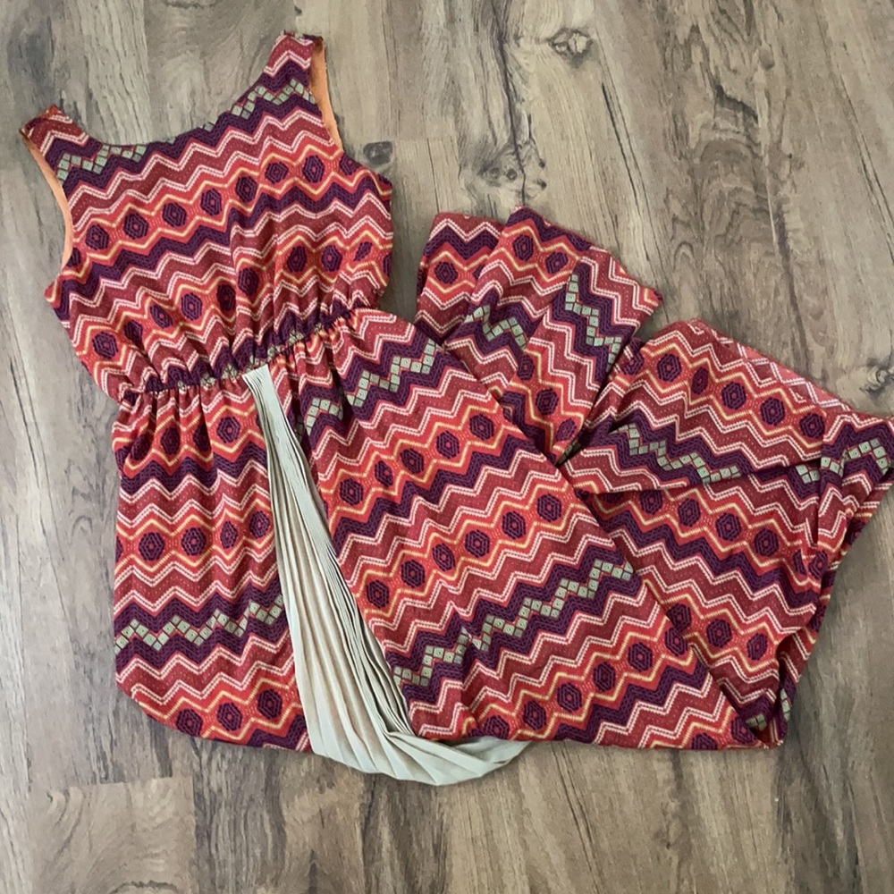 Printed Maxi Dress with Accordion pleated skirt